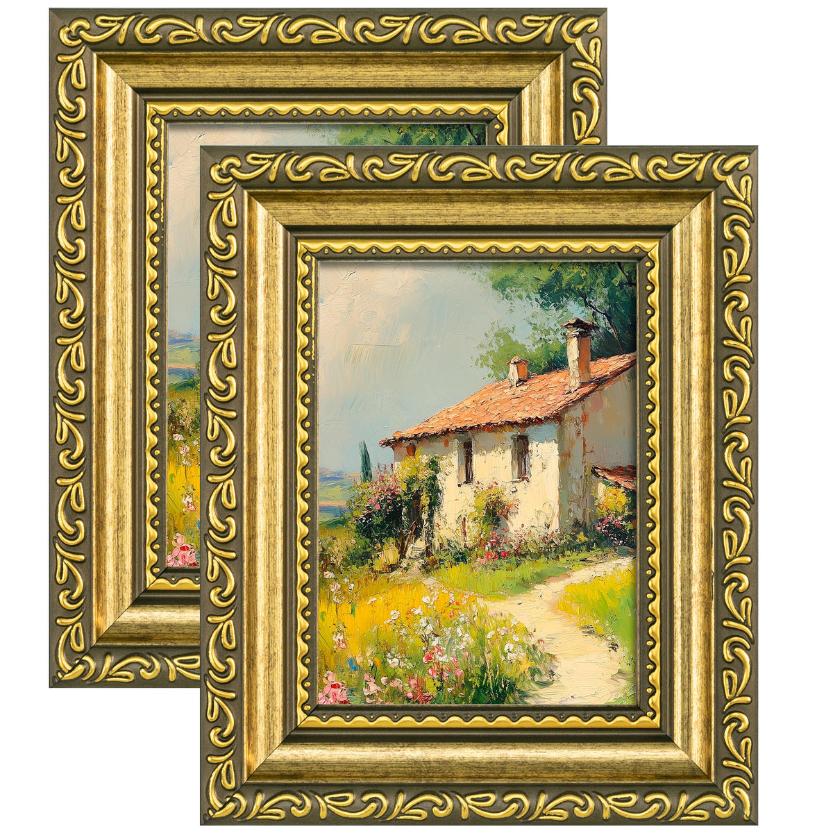 eletecpro 3x4 Vintage Picture Frame, Glass Cover, Black, 2-Pack