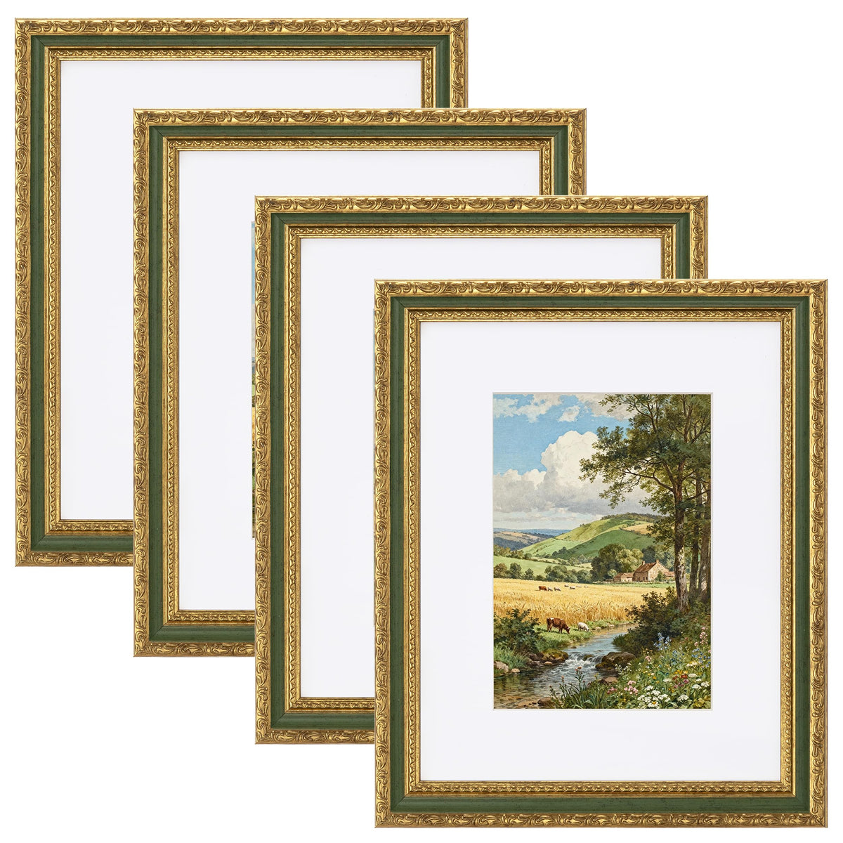 eletecpro 3x4 Vintage Picture Frame, Glass Cover, Black, 4-Pack