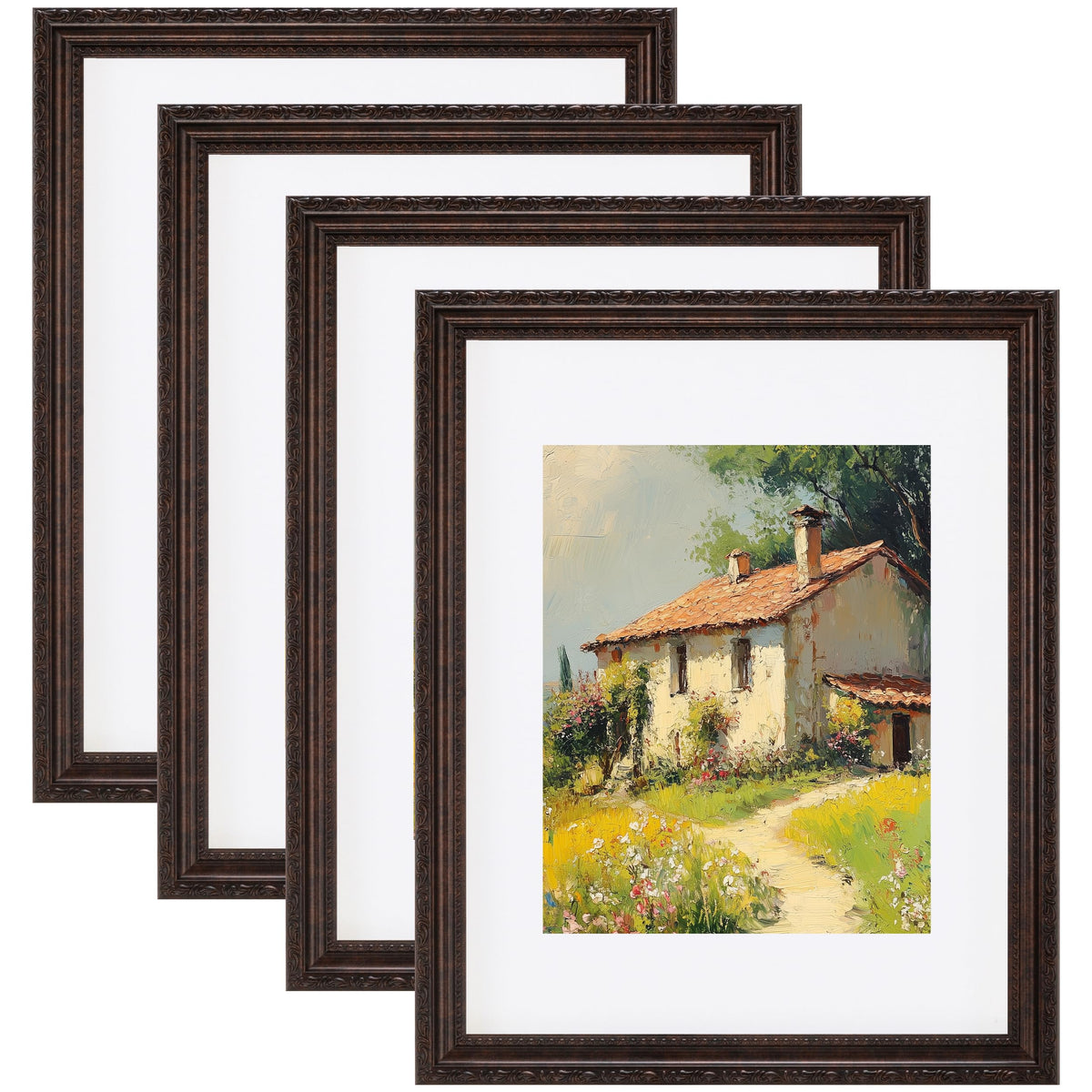 eletecpro 3x4 Vintage Picture Frame, Glass Cover, Black, 4-Pack