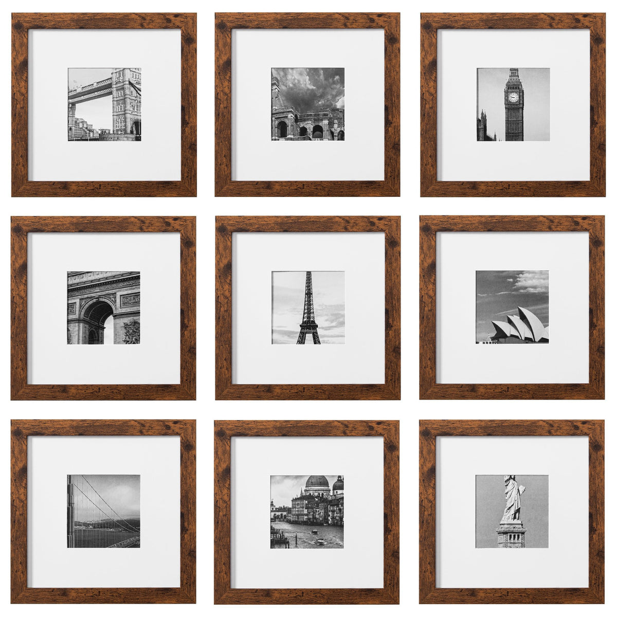 eletecpro Picture Frames Set of 9, 5x5 in, Acrylic Cover, Black