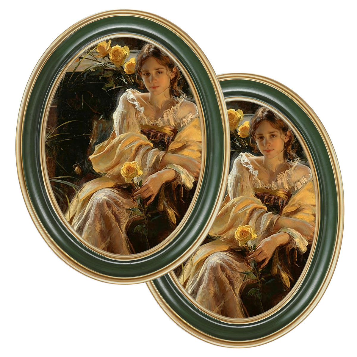 eletecpro 2.5x3.5 Oval Picture Frame with Real Glass Cover, Black, 2-Pack