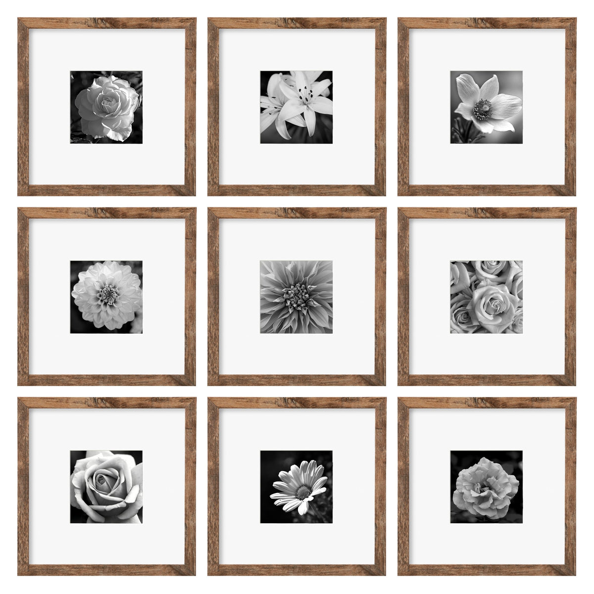 eletecpro Picture Frames Set of 9, 5x5 in, Acrylic Cover, Black