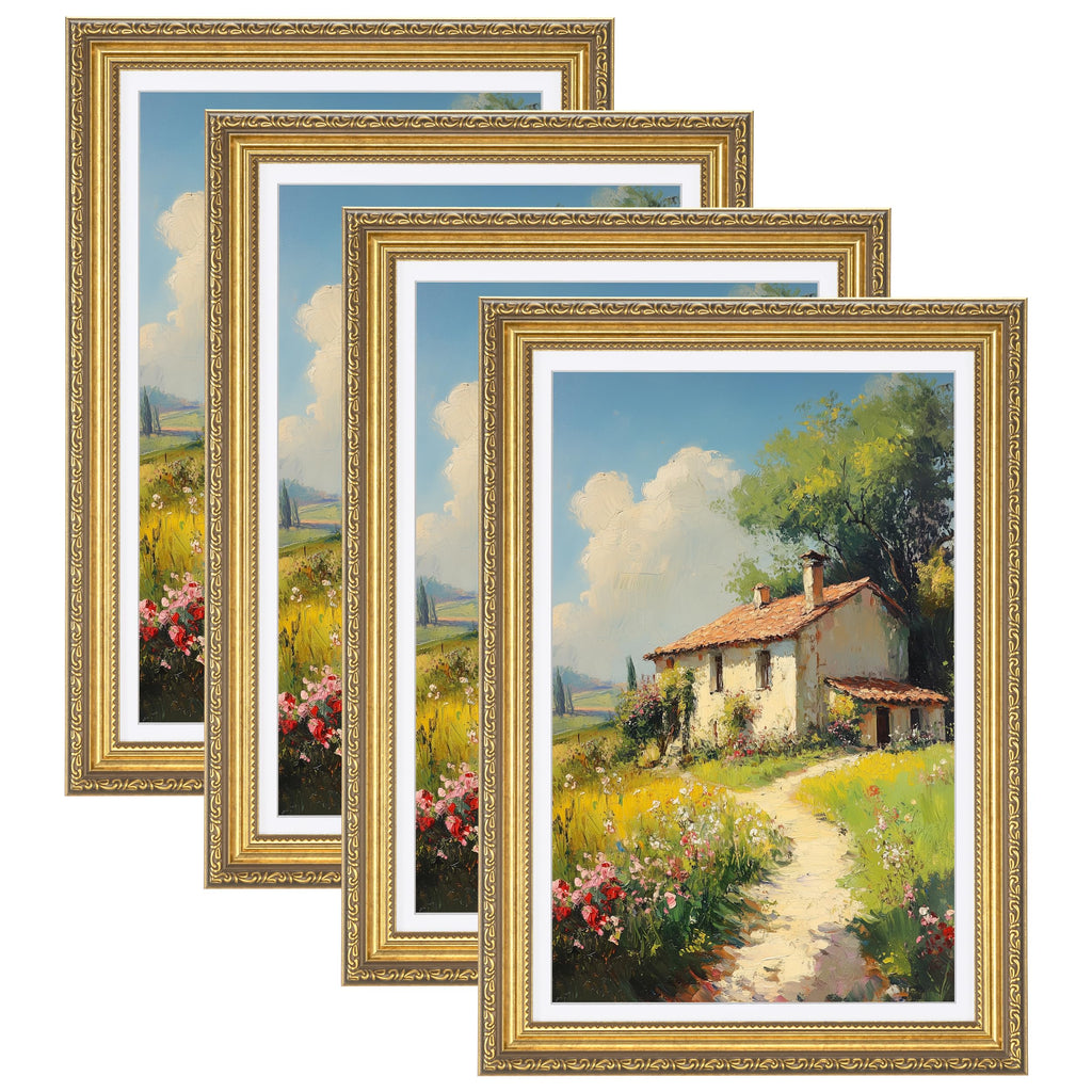 eletecpro 3x4 Vintage Picture Frame, Glass Cover, Black, 4-Pack