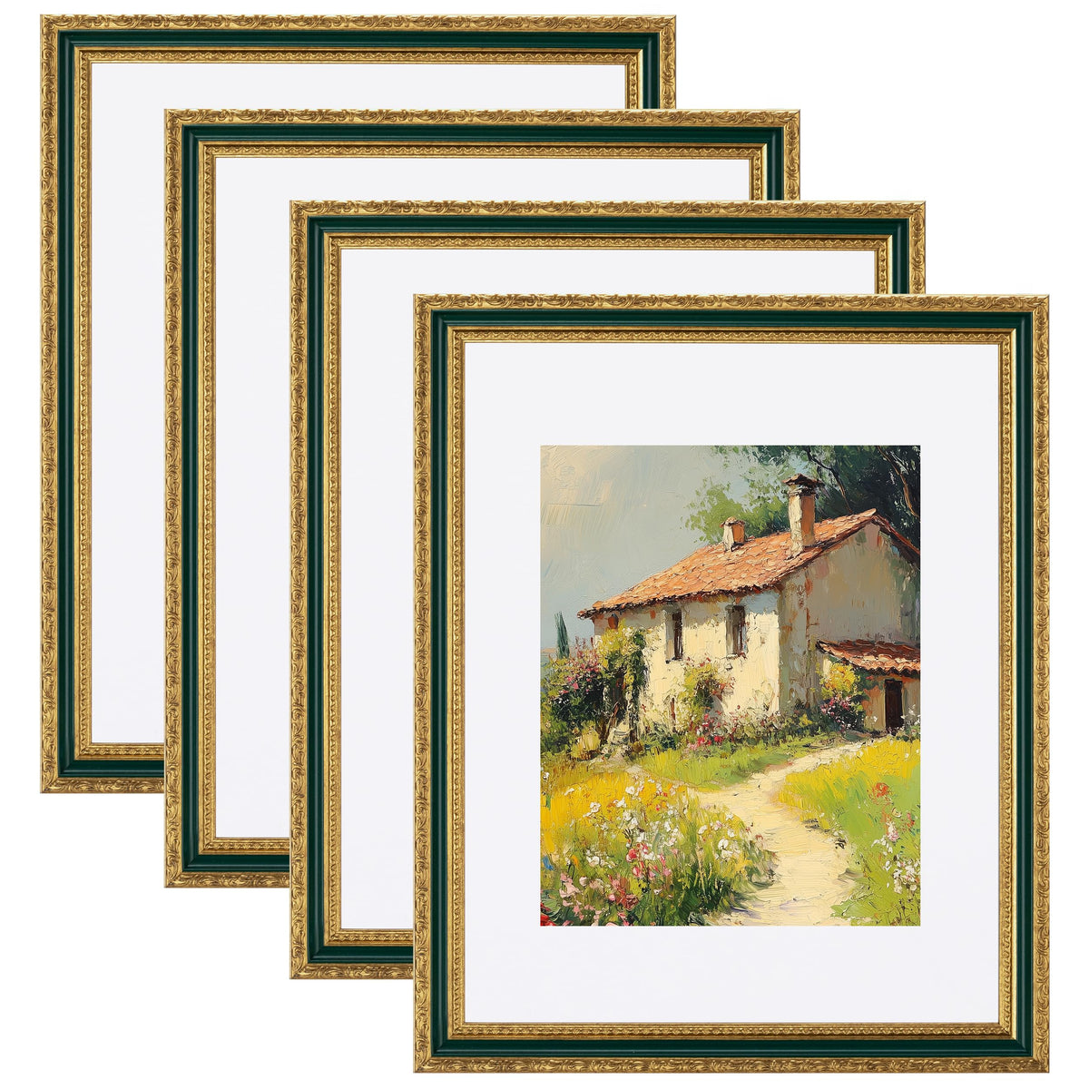 eletecpro 3x4 Vintage Picture Frame, Glass Cover, Black, 4-Pack