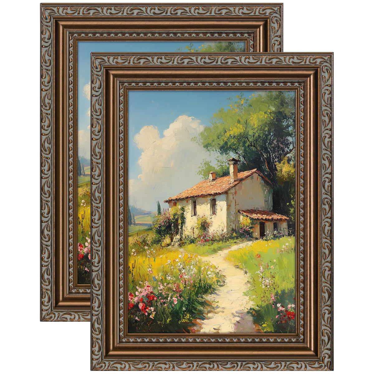 eletecpro 3x4 Vintage Picture Frame, Glass Cover, Black, 2-Pack