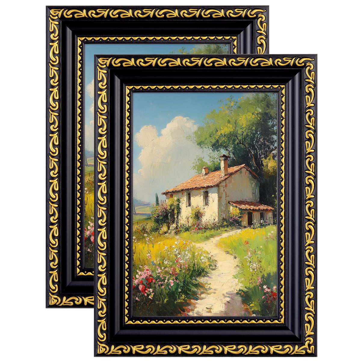eletecpro 3x4 Vintage Picture Frame, Glass Cover, Black, 2-Pack