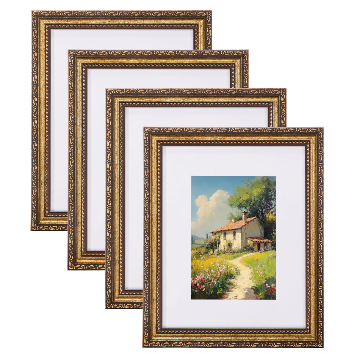 eletecpro 3x4 Vintage Picture Frame, Glass Cover, Black, 4-Pack