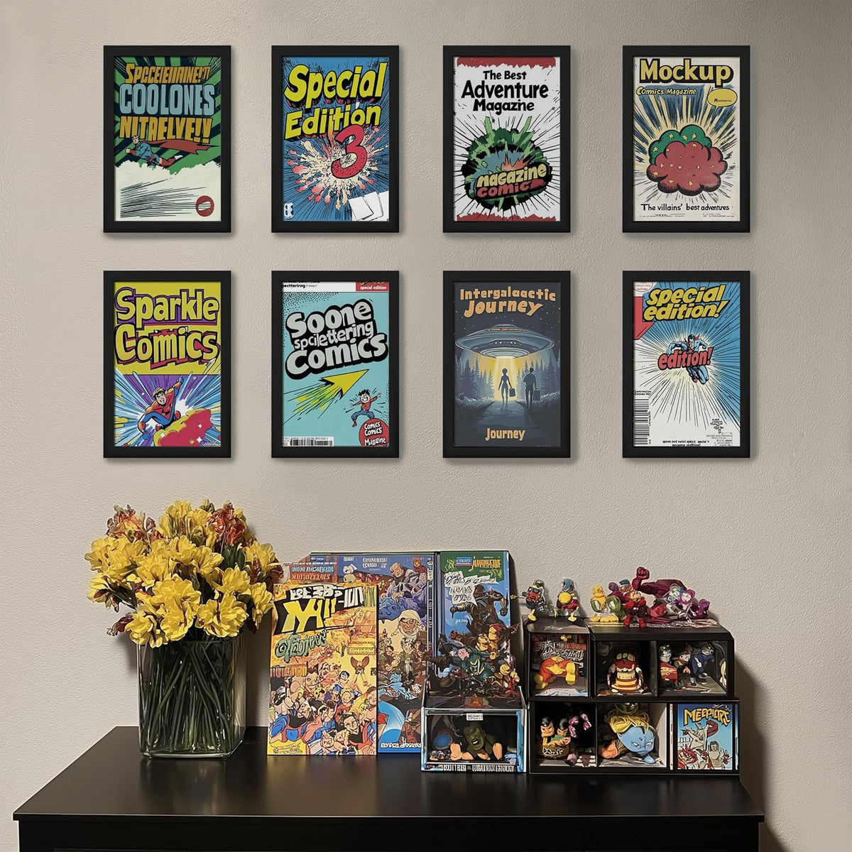eletecpro Comic Book Frame, Acrylic Cover, Black, 6.75x10.25, 1-Pack