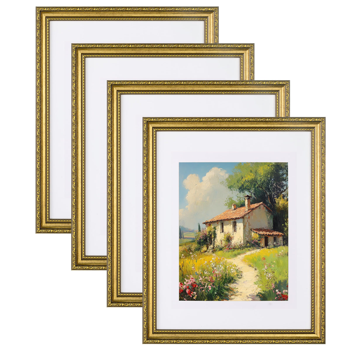 eletecpro 3x4 Vintage Picture Frame, Glass Cover, Black, 4-Pack