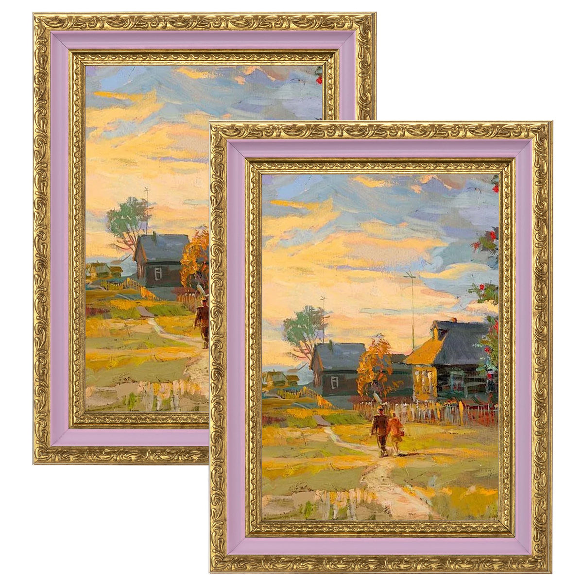 eletecpro 3x4 Vintage Picture Frame, Glass Cover, Black, 2-Pack