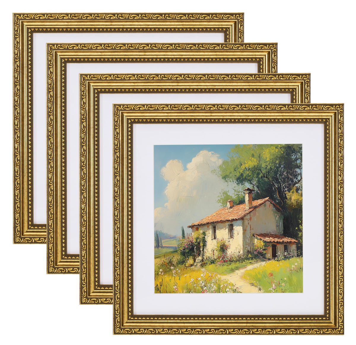 eletecpro 3x4 Vintage Picture Frame, Glass Cover, Black, 4-Pack