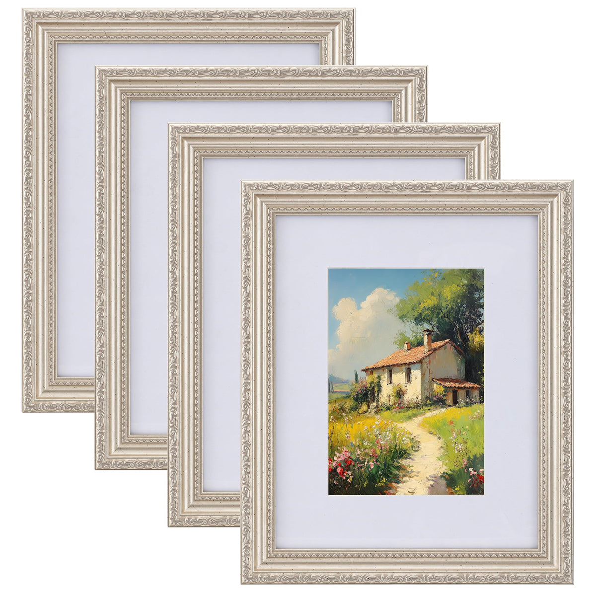 eletecpro 3x4 Vintage Picture Frame, Glass Cover, Black, 4-Pack