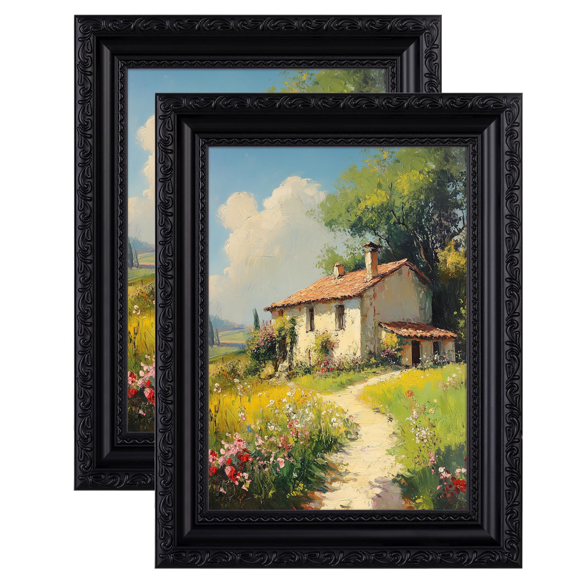 eletecpro 3x4 Vintage Picture Frame, Glass Cover, Black, 2-Pack