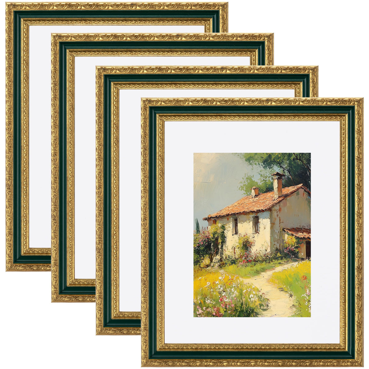 eletecpro 3x4 Vintage Picture Frame, Glass Cover, Black, 4-Pack