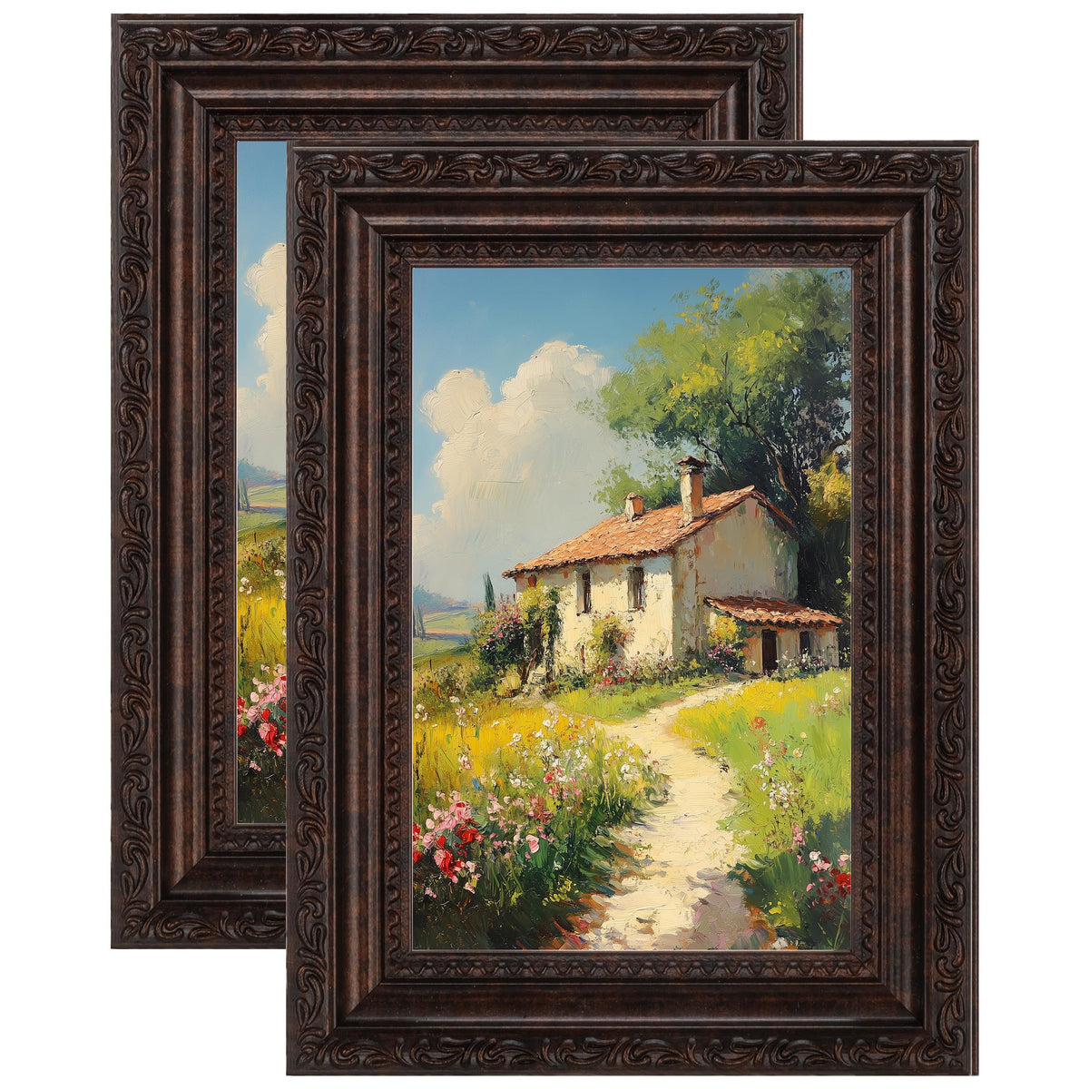 eletecpro 3x4 Vintage Picture Frame, Glass Cover, Black, 2-Pack