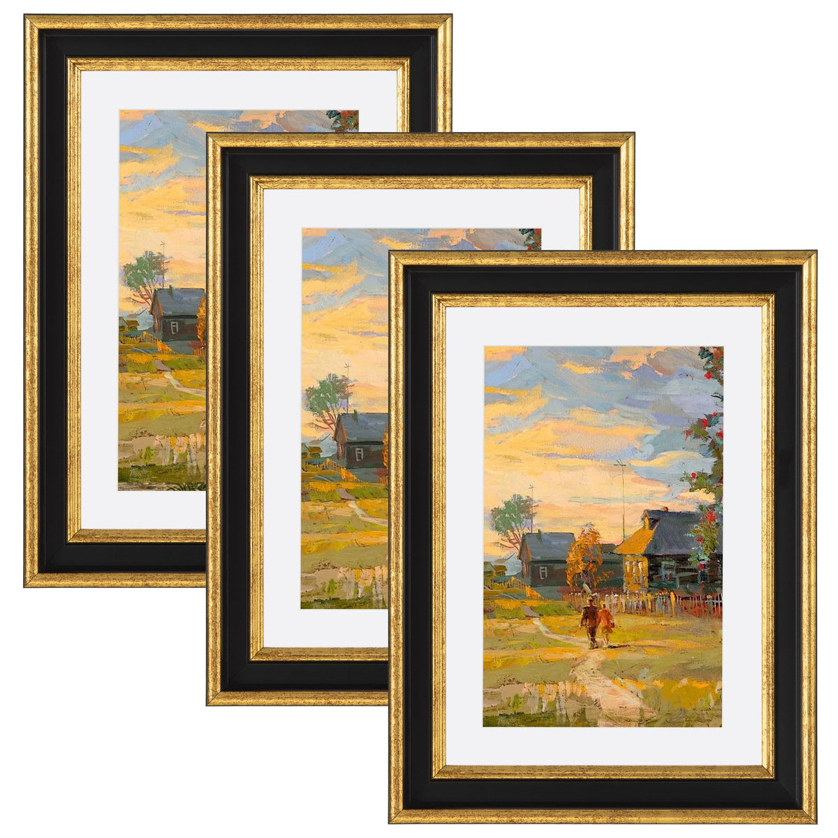 eletecpro 4x4 Picture Frames, Deep Set Design, Glass Cover, 3 Pack, Black