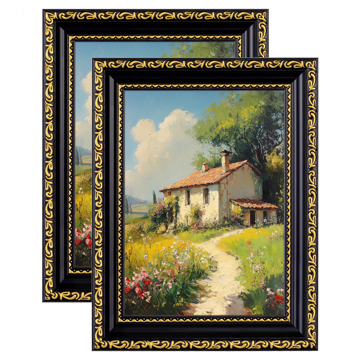 eletecpro 3x4 Vintage Picture Frame, Glass Cover, Black, 2-Pack