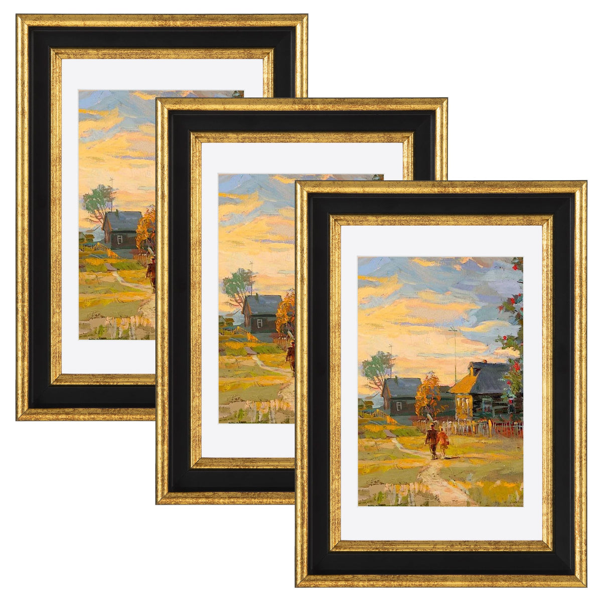 eletecpro 4x4 Picture Frames, Deep Set Design, Glass Cover, 3 Pack, Black