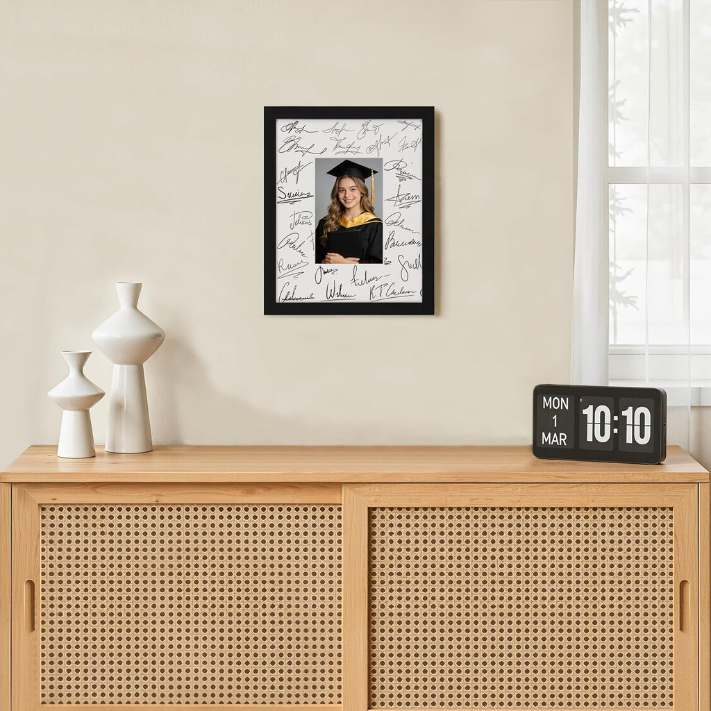 eletecpro 8x10 Signable Picture Frame with Clear Acrylic Cover, Signature Photo Frame with Mat Display 4x6 Photo for Tabletop or Wall, Wedding Guest Book Alternative, Graduation Decoration, Black