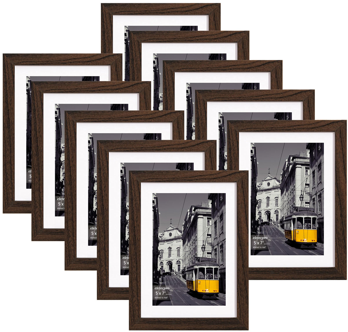eletecpro 5x7 Picture Frames, Acrylic Cover, Beige, Set of 10