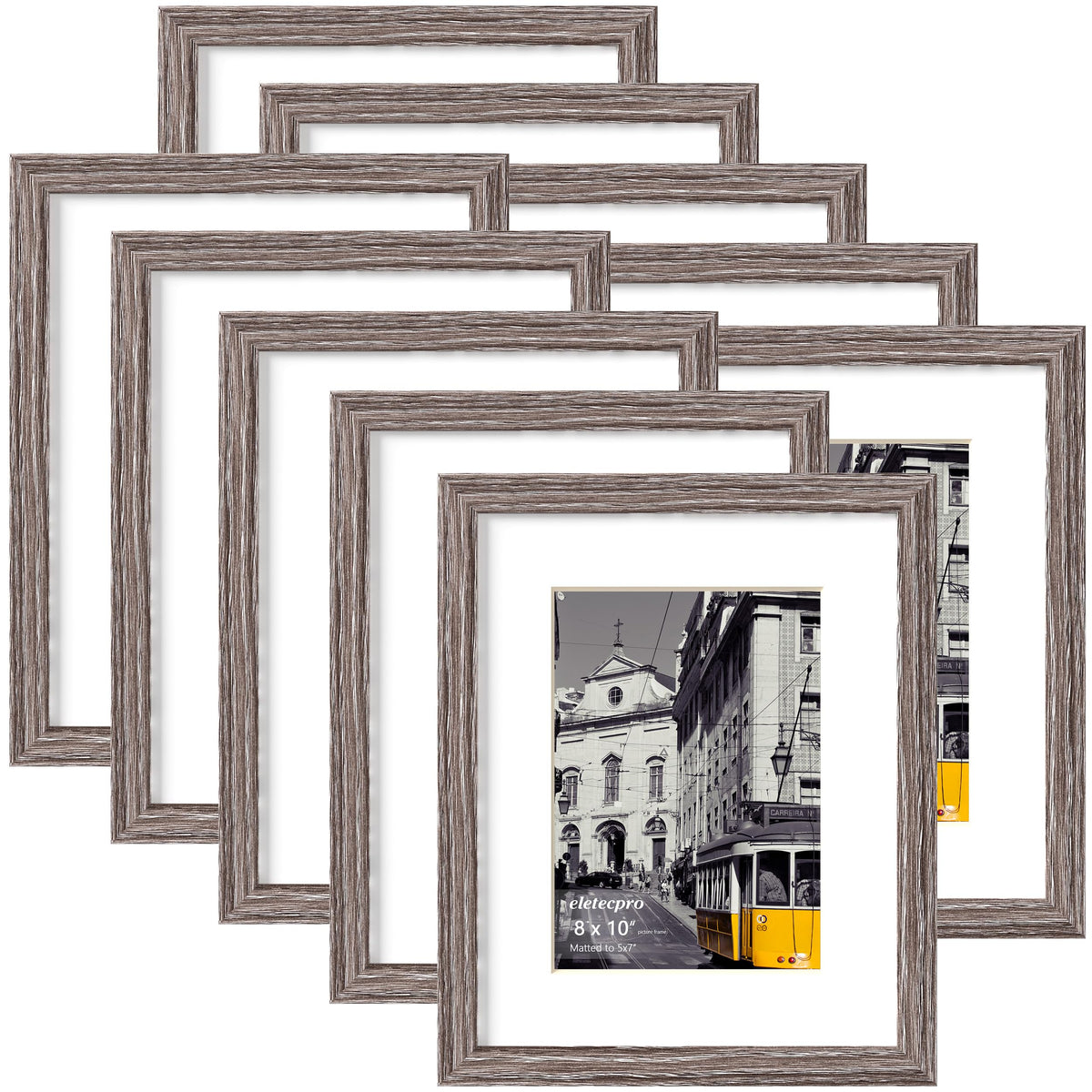 eletecpro 5x7 Picture Frames, Acrylic Cover, Beige, Set of 10