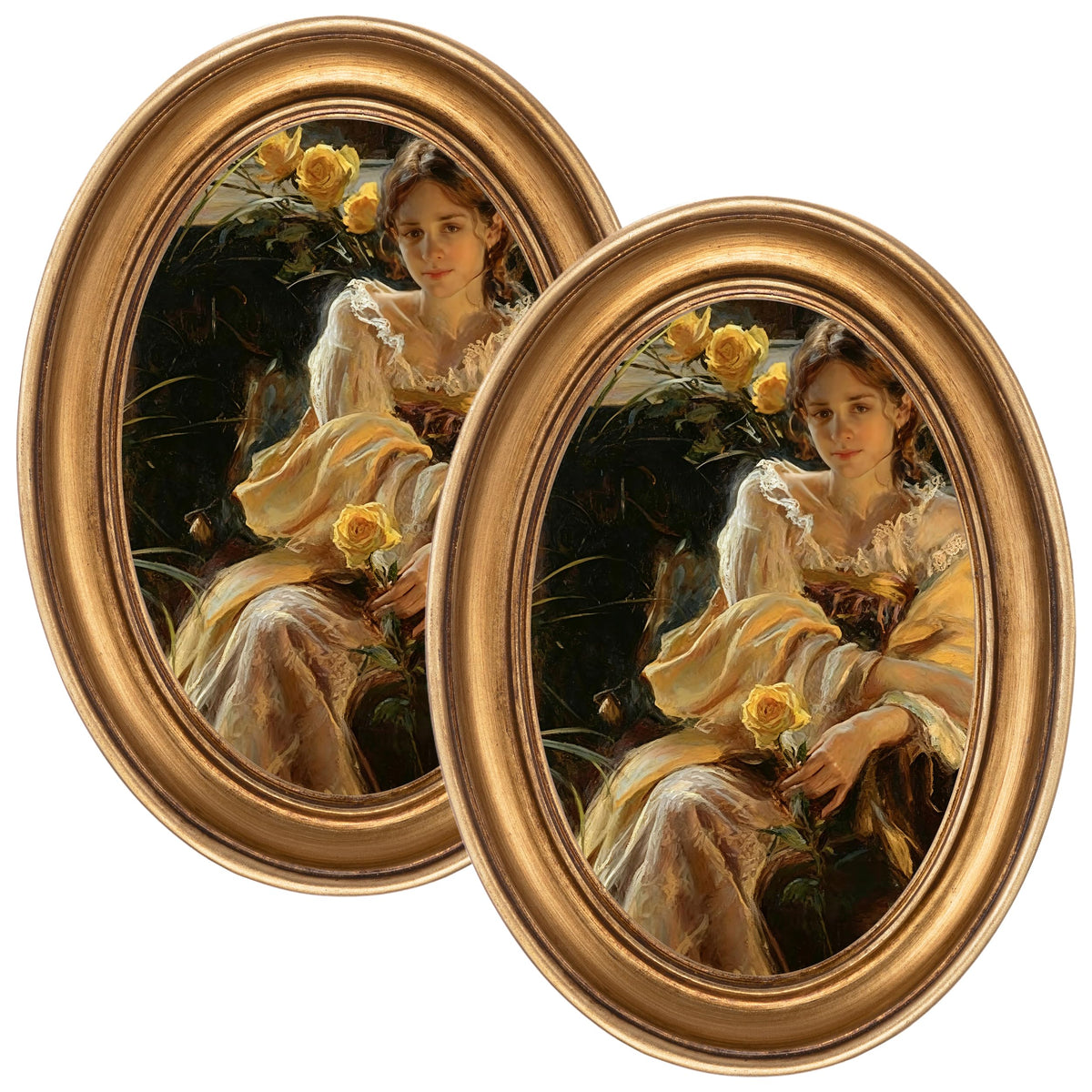 eletecpro 2.5x3.5 Oval Picture Frame with Real Glass Cover, Black, 2-Pack