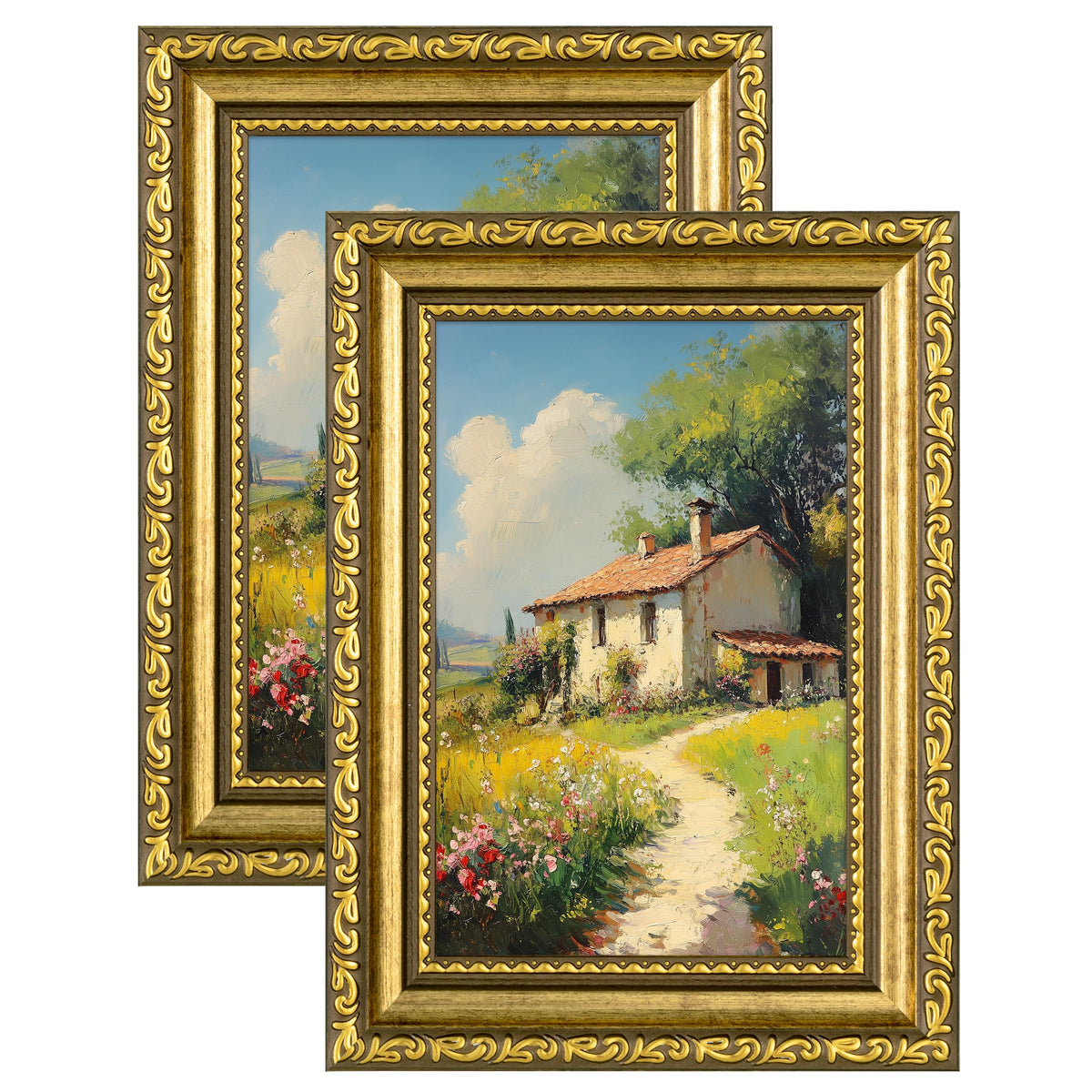 eletecpro 3x4 Vintage Picture Frame, Glass Cover, Black, 2-Pack
