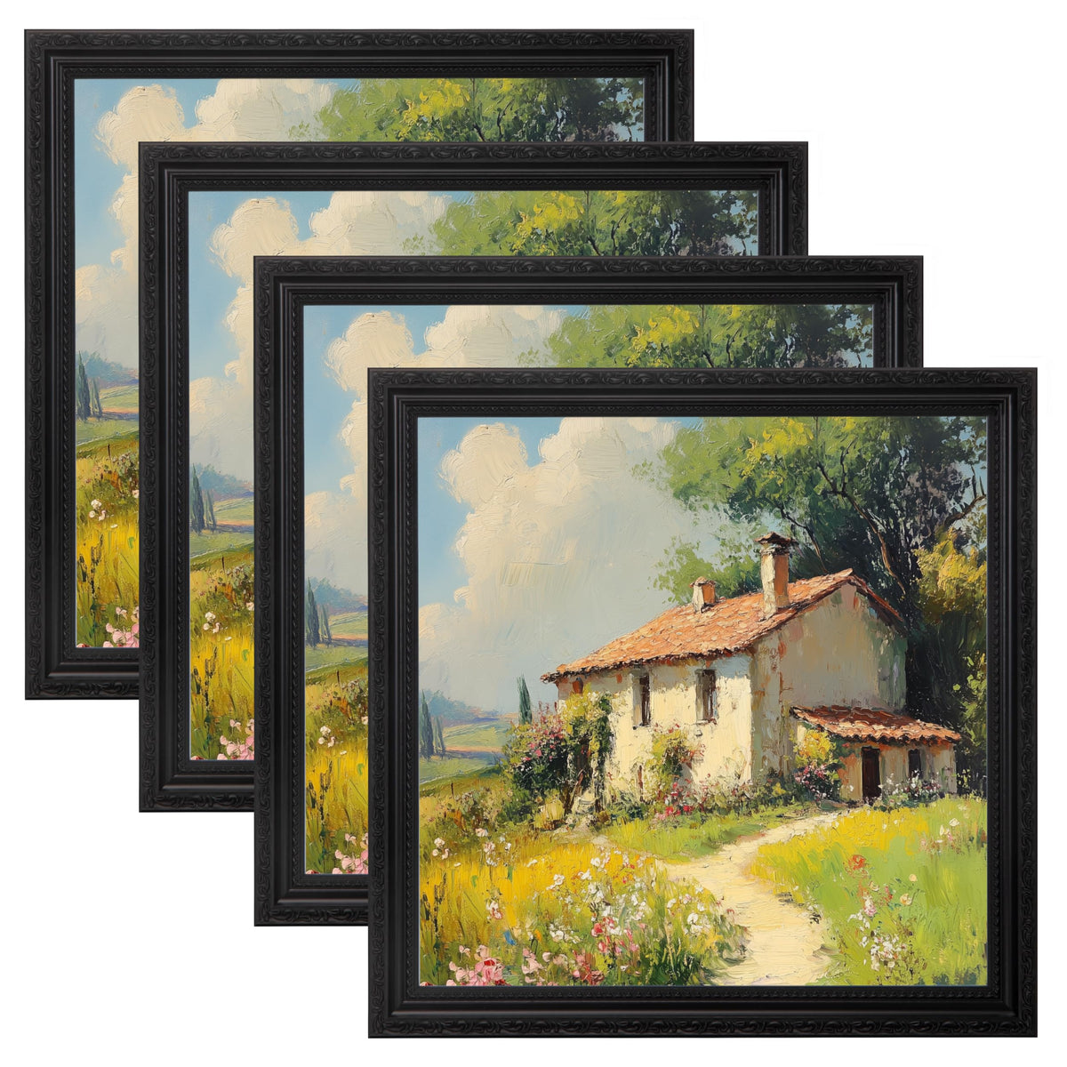eletecpro 3x4 Vintage Picture Frame, Glass Cover, Black, 4-Pack