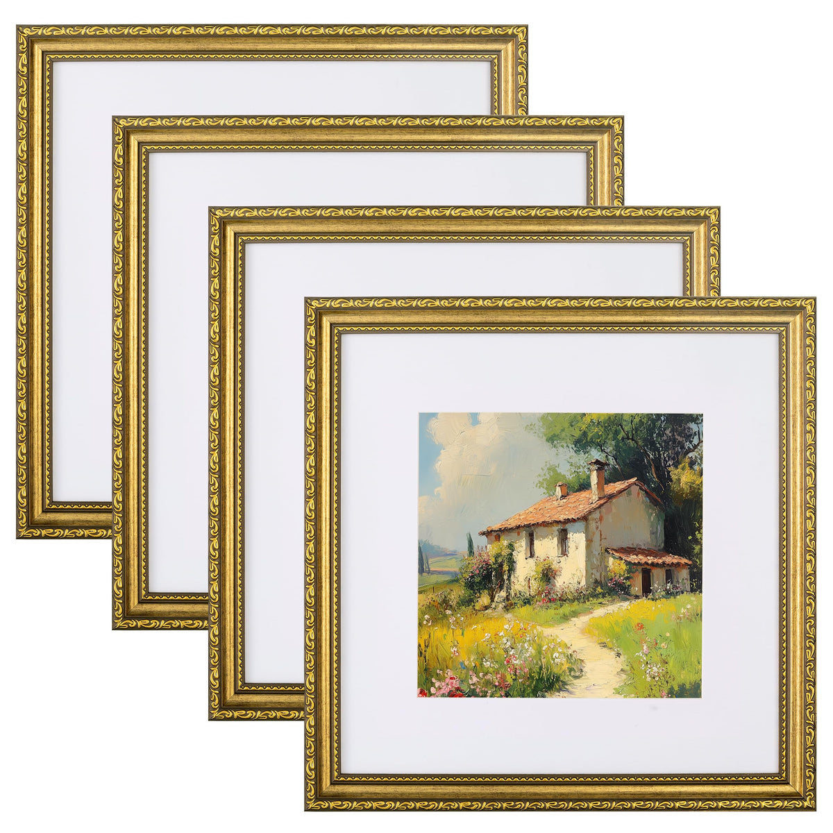 eletecpro 3x4 Vintage Picture Frame, Glass Cover, Black, 4-Pack