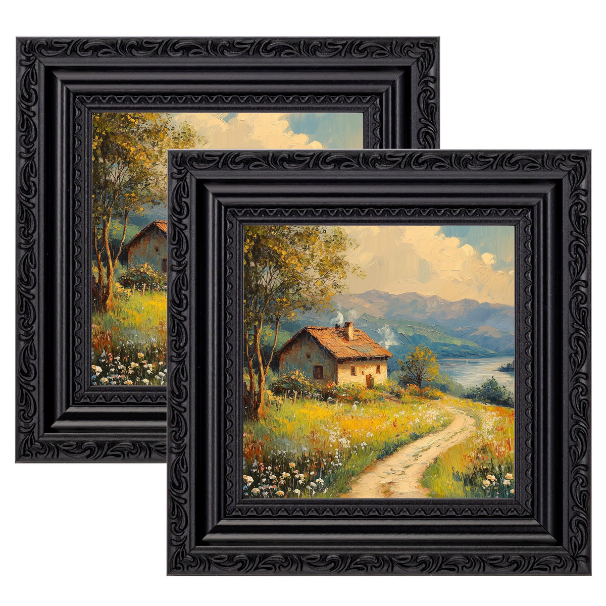 eletecpro 3x4 Vintage Picture Frame, Glass Cover, Black, 2-Pack