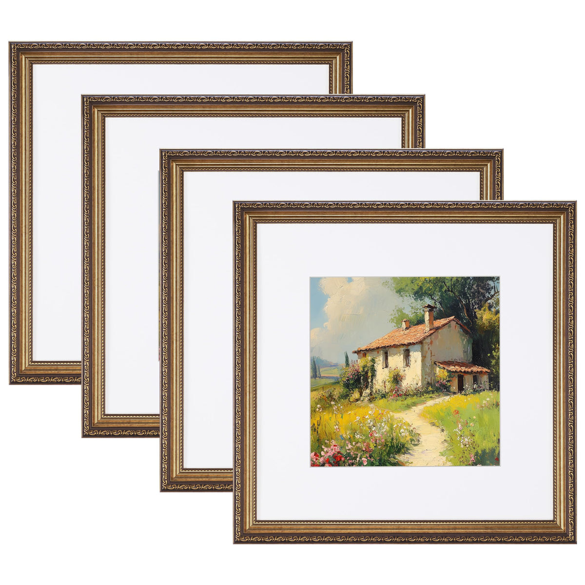 eletecpro 3x4 Vintage Picture Frame, Glass Cover, Black, 4-Pack