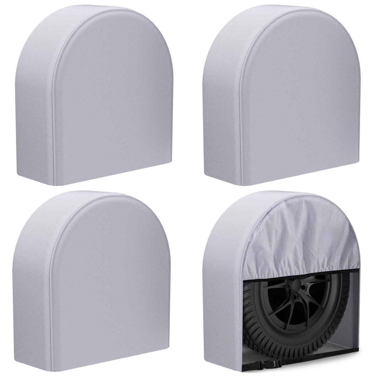 eletecpro RV Tire Covers, Fit 23-26 Inch Tire Diameters, Black, 4-Pack