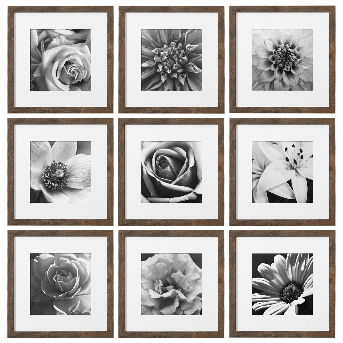 eletecpro Picture Frames Set of 9, 5x5 in, Acrylic Cover, Black