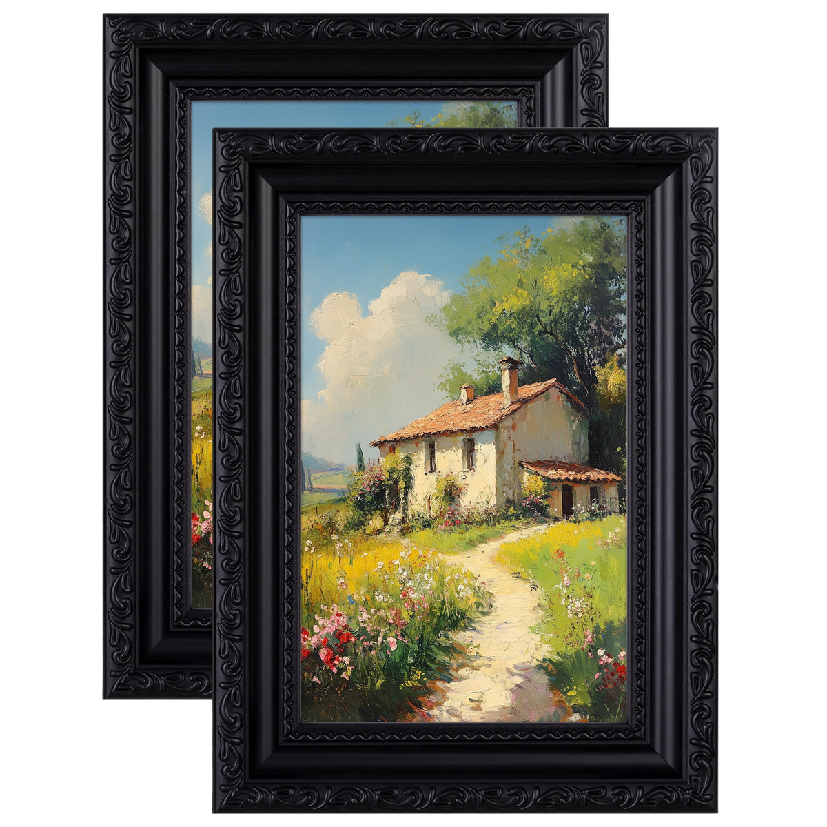 eletecpro 3x4 Vintage Picture Frame, Glass Cover, Black, 2-Pack