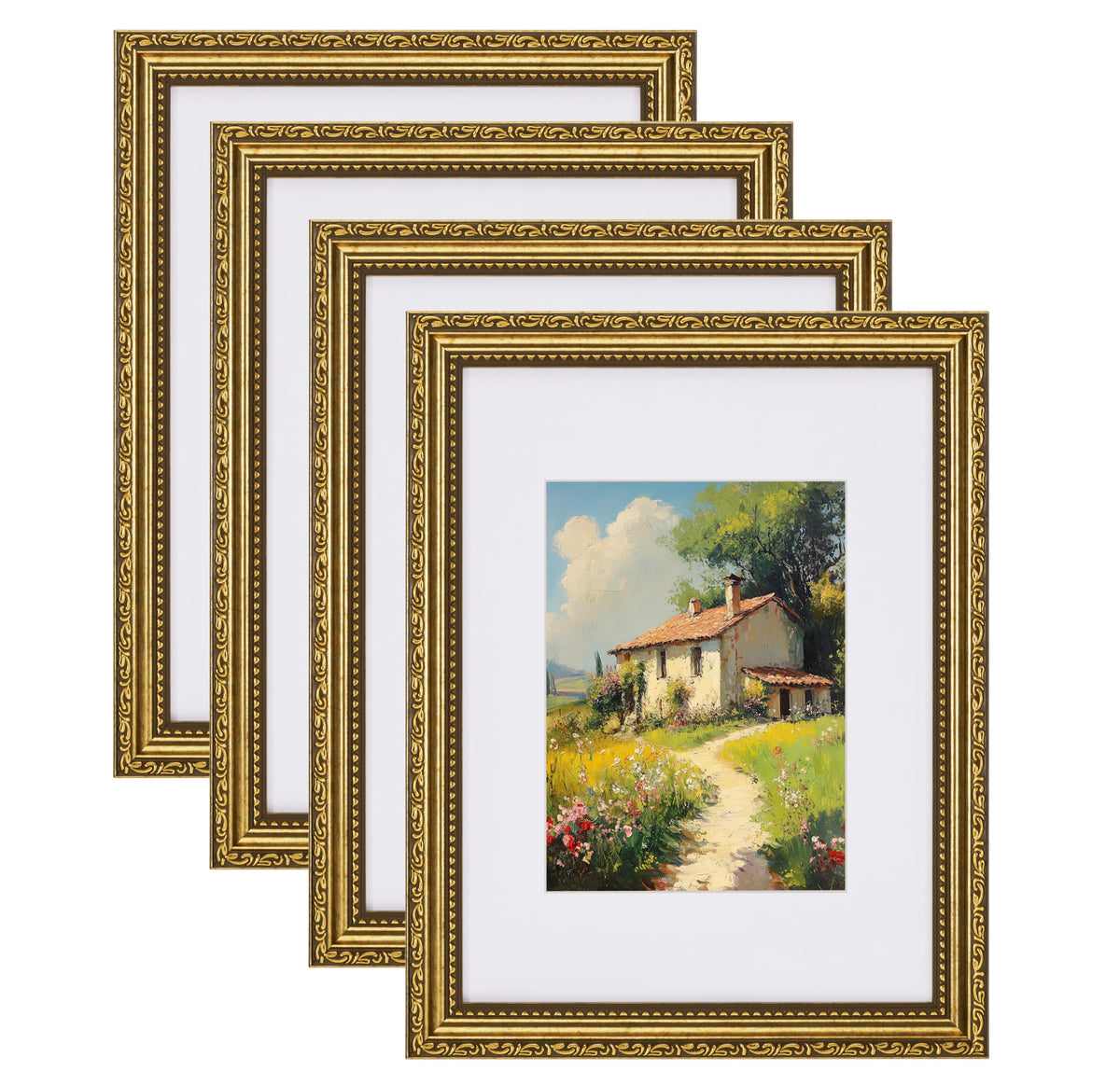 eletecpro 3x4 Vintage Picture Frame, Glass Cover, Black, 4-Pack
