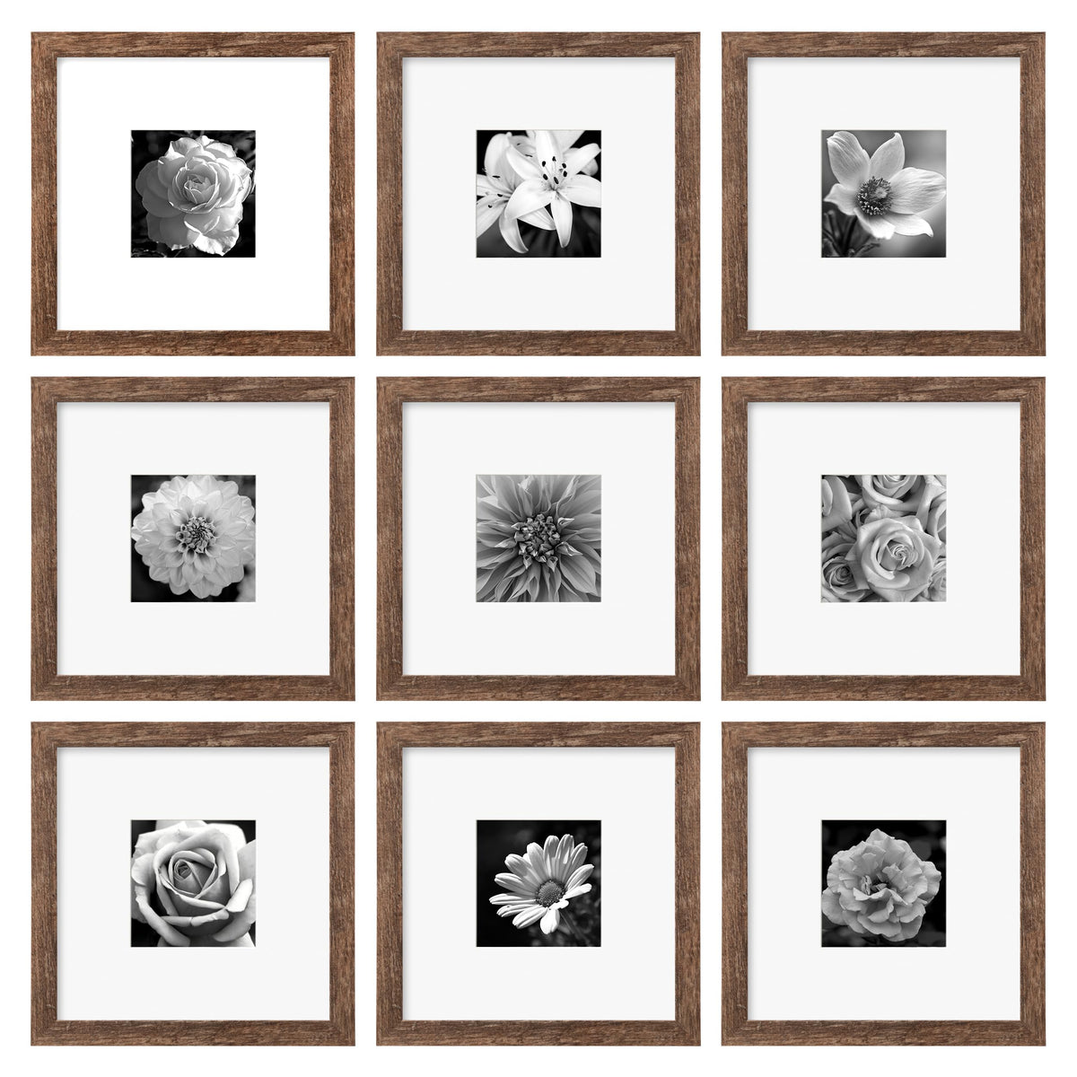 eletecpro Picture Frames Set of 9, 5x5 in, Acrylic Cover, Black