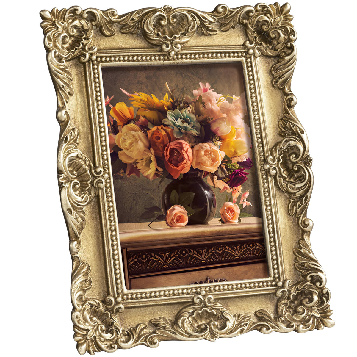 eletecpro 4x4 Vintage Picture Frame with Real Glass Cover, Black, 1-Pack