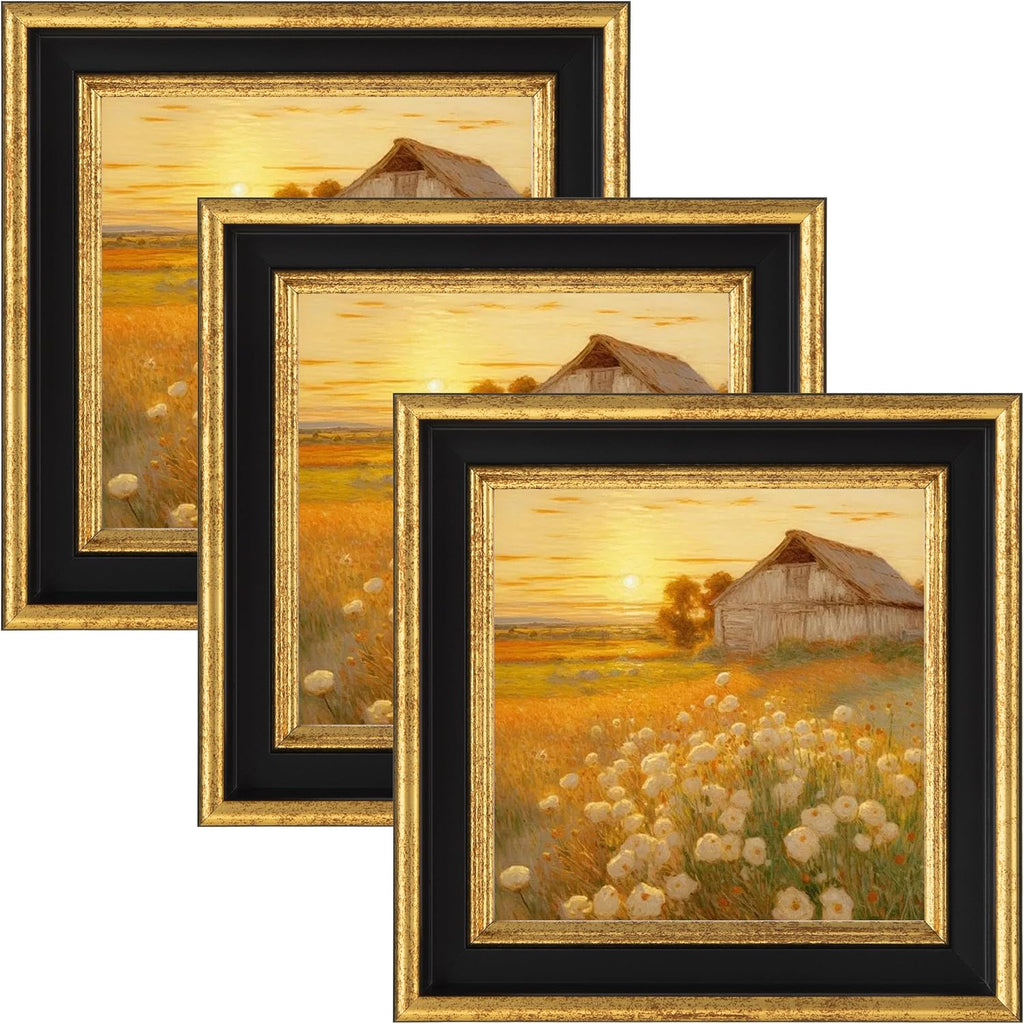eletecpro 4x4 Picture Frames, Deep Set Design, Glass Cover, 3 Pack, Black