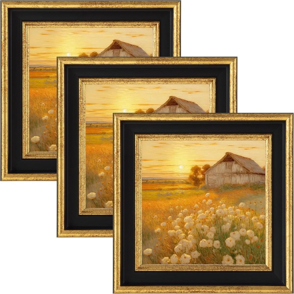 eletecpro 4x4 Picture Frames, Deep Set Design, Glass Cover, 3 Pack, Black