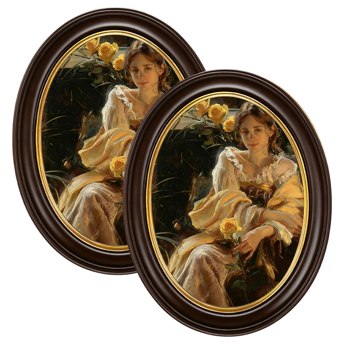 eletecpro 2.5x3.5 Oval Picture Frame with Real Glass Cover, Black, 2-Pack