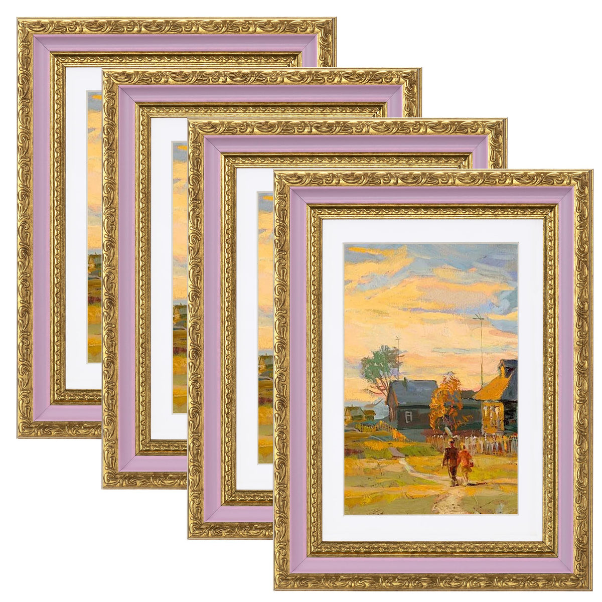 eletecpro 3x4 Vintage Picture Frame, Glass Cover, Black, 4-Pack