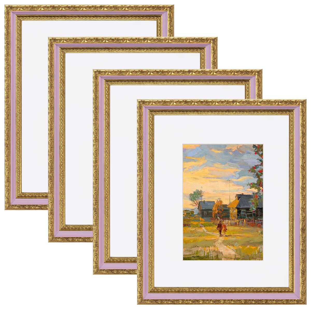 eletecpro 3x4 Vintage Picture Frame, Glass Cover, Black, 4-Pack