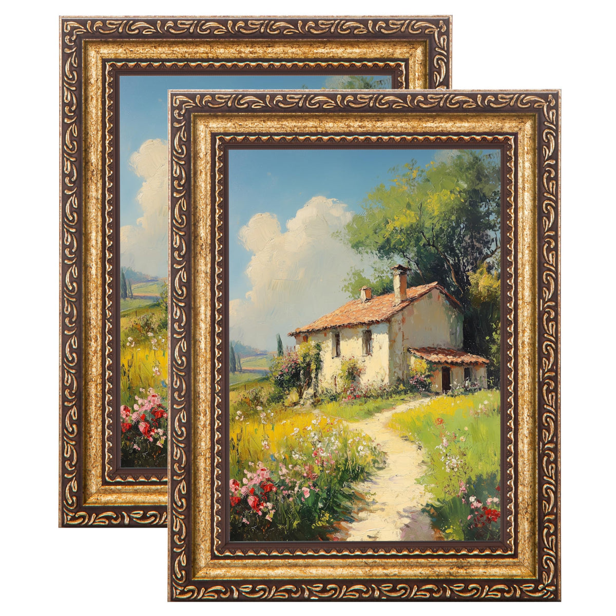 eletecpro 3x4 Vintage Picture Frame, Glass Cover, Black, 2-Pack