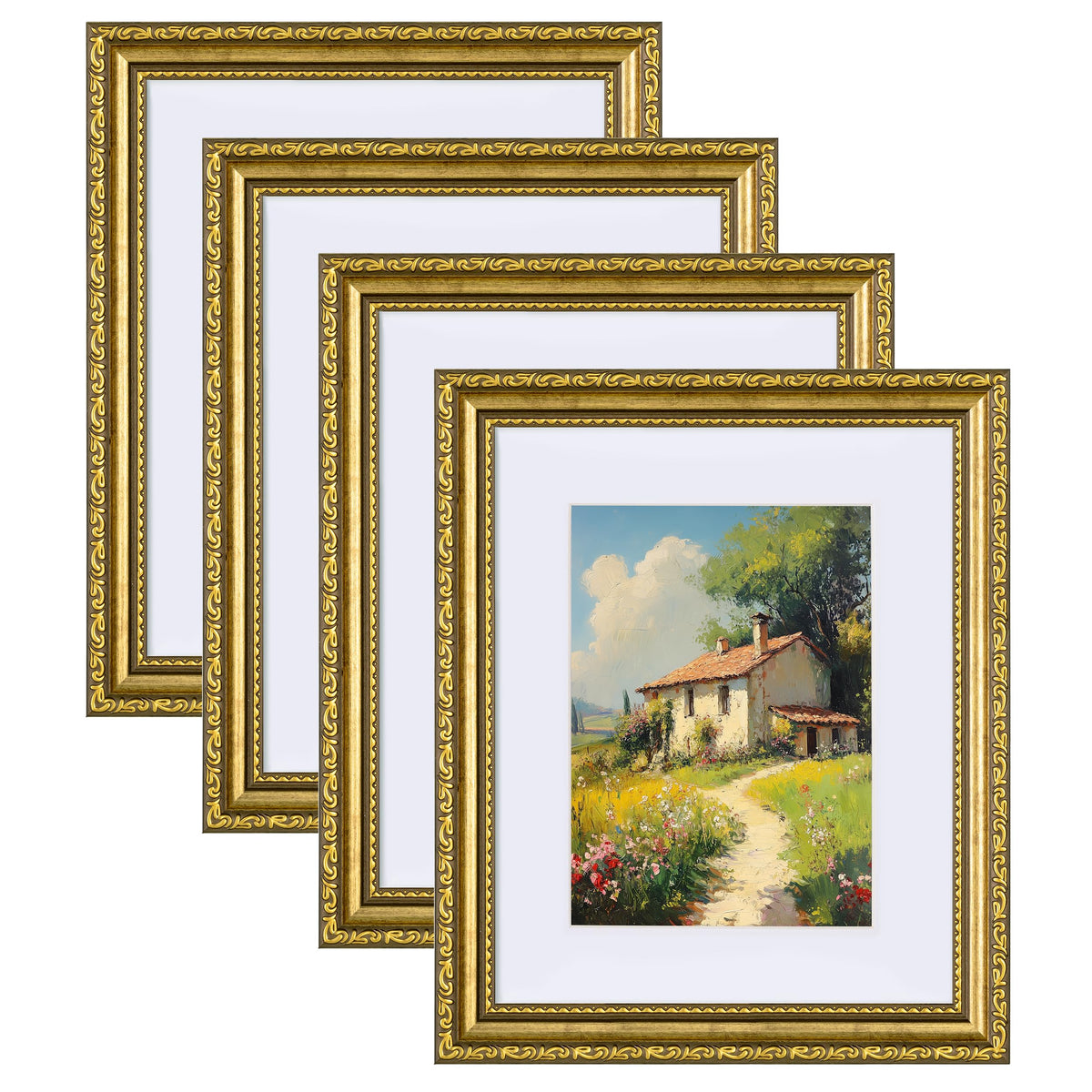 eletecpro 3x4 Vintage Picture Frame, Glass Cover, Black, 4-Pack