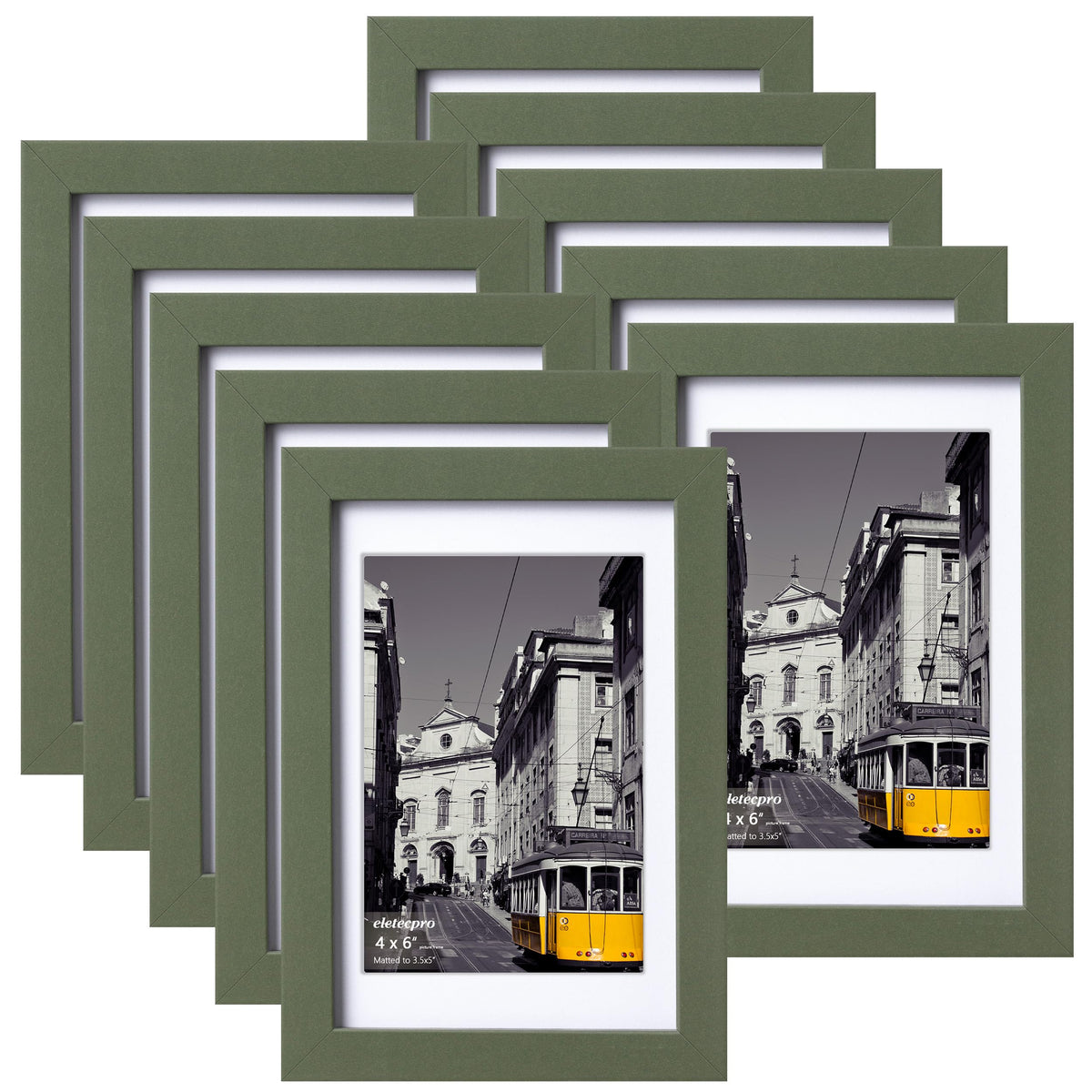 eletecpro 5x7 Picture Frames, Acrylic Cover, Beige, Set of 10