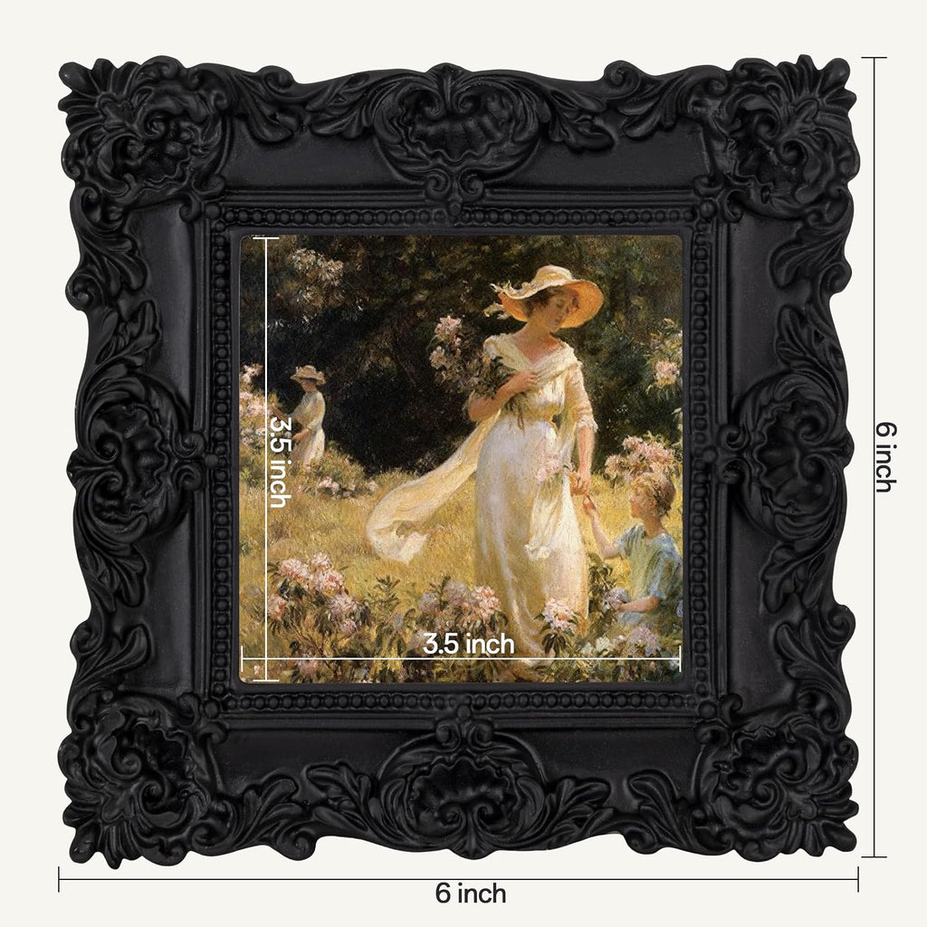 eletecpro 4x4 Vintage Picture Frame with Real Glass Cover, Black, 1-Pack