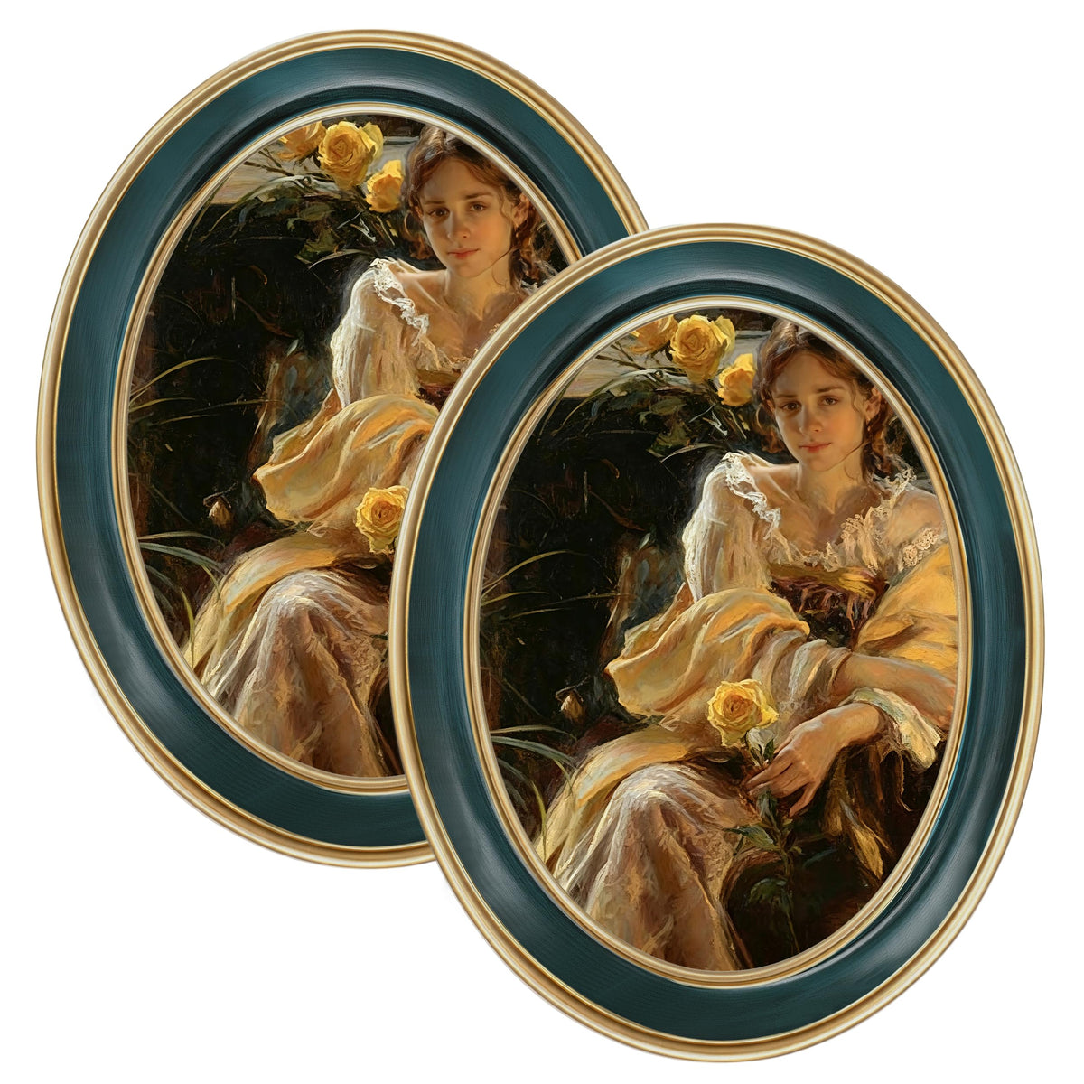 eletecpro 2.5x3.5 Oval Picture Frame with Real Glass Cover, Black, 2-Pack
