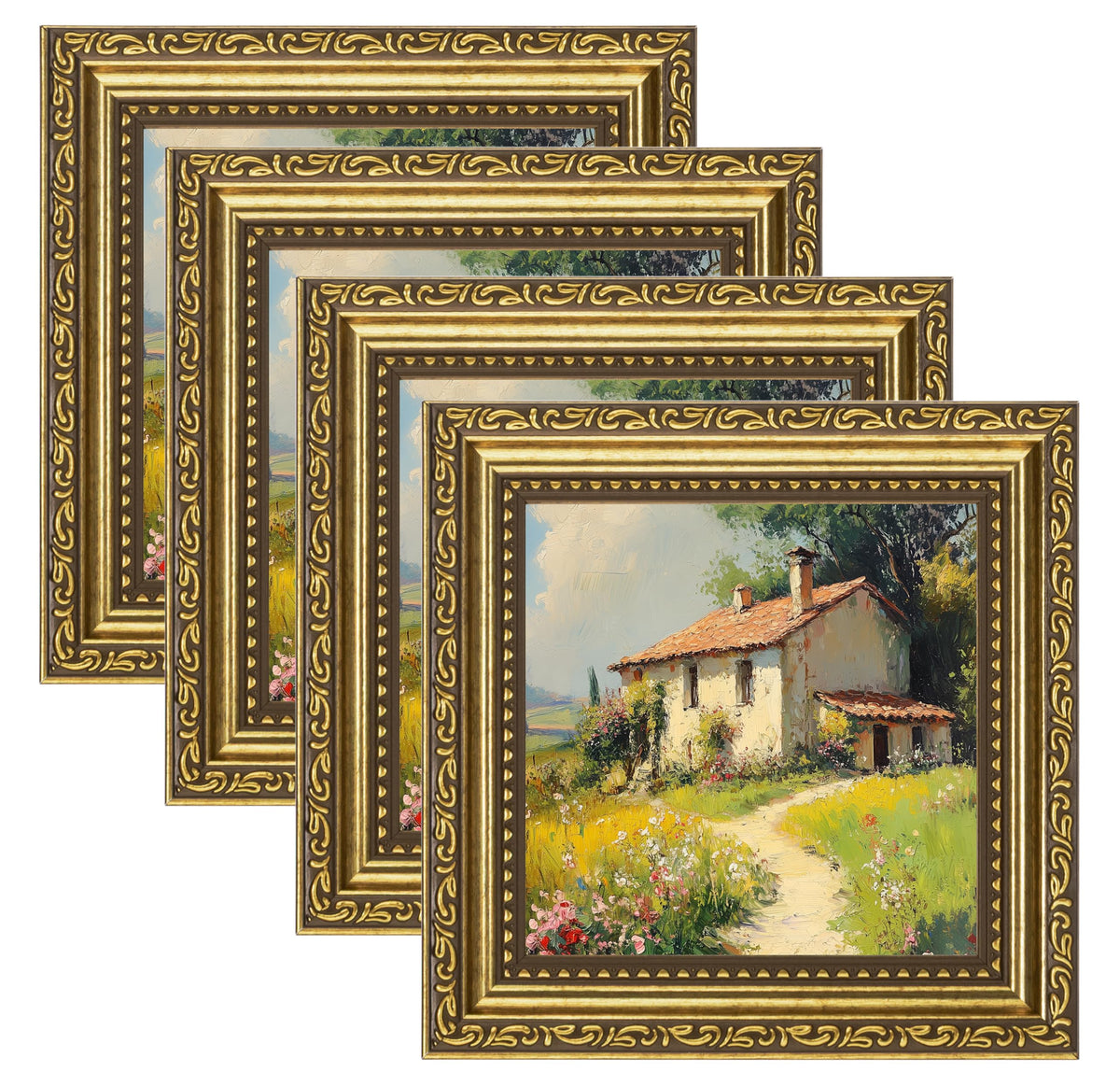 eletecpro 3x4 Vintage Picture Frame, Glass Cover, Black, 4-Pack