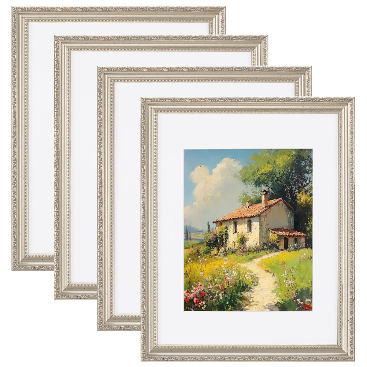 eletecpro 3x4 Vintage Picture Frame, Glass Cover, Black, 4-Pack