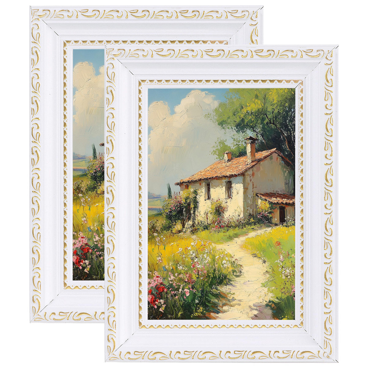 eletecpro 3x4 Vintage Picture Frame, Glass Cover, Black, 2-Pack